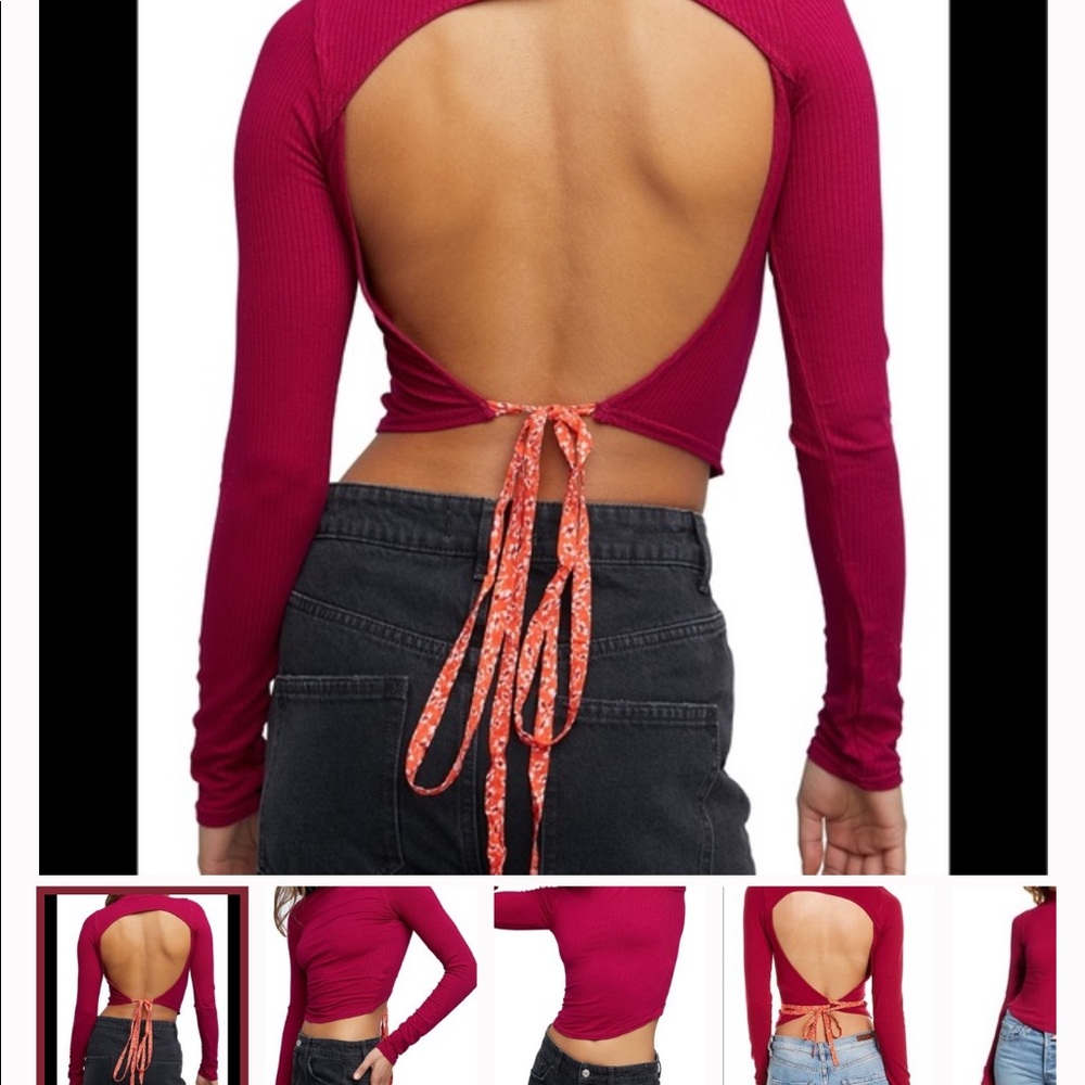 NWT free people backless long sleeve top